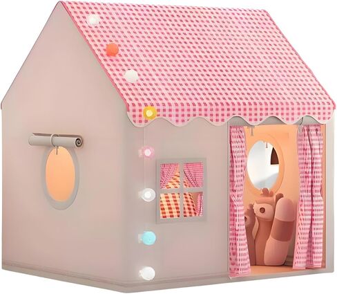 Princess Castle Tent, Large Kids Play Tent, Children's Play Tent, Indoor & Outdoor Use, with Star Lights, Breathable Gauze Curtain, Playhouse for Girls, Birthday Present, Party Decoration, Pink in Saudi Arabia