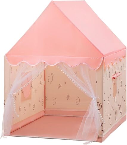 Princess Castle Tent, Large Kids Play Tent, Children's Play Tent, Indoor & Outdoor Use, with Star Lights, Breathable Gauze Curtain, Playhouse for Girls, Birthday Present, Party Decoration, Pink in Saudi Arabia