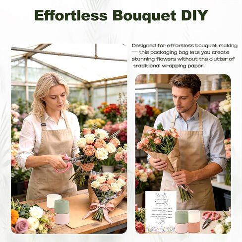 AXQMY 86 Pcs Flower Bar Supplies Include Flower Bar Sign, 80 Clear Bouquet Wrapping Bags, 2 Garden Scissors, Light Pink Green White Orange Chiffon Ribbons for Wedding, Bridal Shower, Garden Party in Kuwait