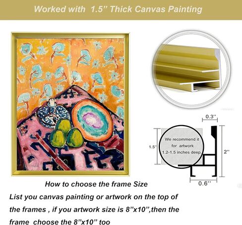 DIY Metal Floating Frame with 1.5" Deep,Canvas Frames,Frame for Oil Paintings Floater Frames for Home Decor (Light Gold,24"x36") in Kuwait