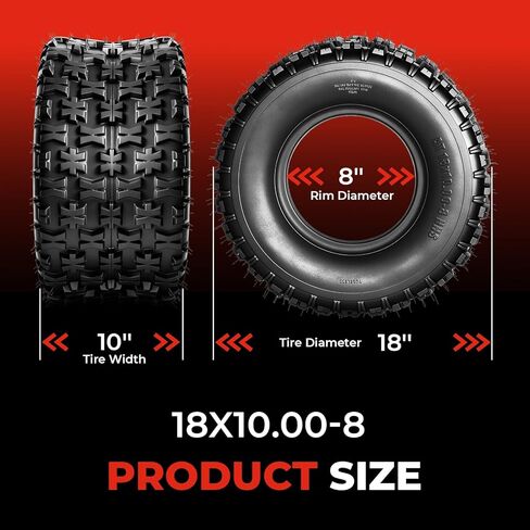 مجموعة من إطارين ATV/UTV مقاس 18x10-8، 4PR 18x10x8 لجميع التضاريس، بدون أنابيب شديدة التحمل، مداس غير اتجاهي in Kuwait