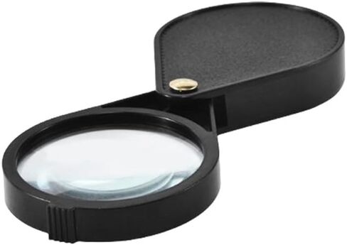 Folding Magnifying Glass with Blue Leather Case, Compact Reading Aid Tool for Seniors with Low Vision, Blue in Kuwait