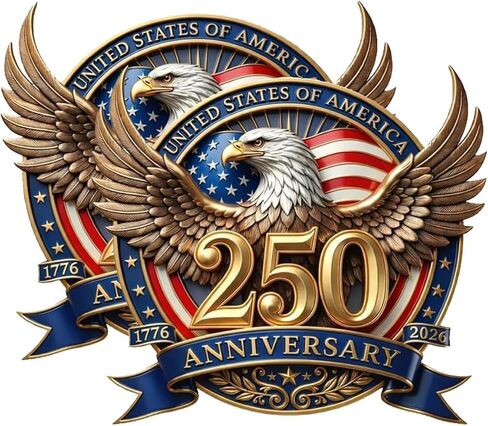 ملصقات السيارات الأمريكية للذكرى الـ 250 (عبوة من قطعتين) | 1776-2026 ملصقات النسر الوطني، ملصقات غير فينيل مقاومة للماء والأشعة فوق البنفسجية، للشاحنة، وسيارات الدفع الرباعي، والمصدات، والنافذة (ملصقات-A) in Kuwait