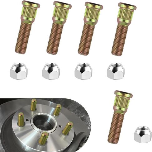 5 Pack 1/2" 20 Wheel Studs and Lug Nuts Kit, High-Strength Trailer Wheel Tire Studs & Lug Nuts, Wheel Stud Bolt Kit Replace #007-122-00, 00712200, Universal Tire Stud for Most Cars (Gold) in Kuwait