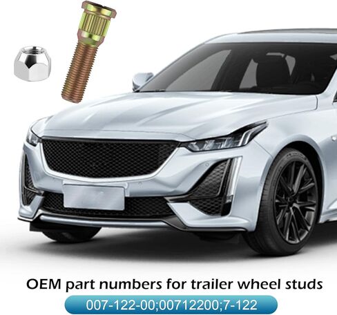 5 Pack 1/2" 20 Wheel Studs and Lug Nuts Kit, High-Strength Trailer Wheel Tire Studs & Lug Nuts, Wheel Stud Bolt Kit Replace #007-122-00, 00712200, Universal Tire Stud for Most Cars (Gold) in Kuwait