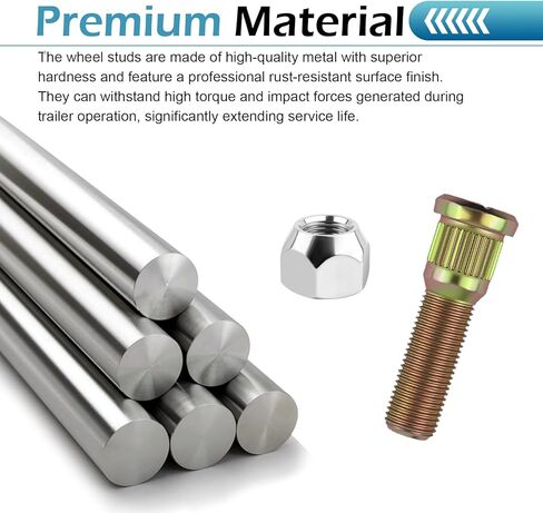 5 Pack 1/2" 20 Wheel Studs and Lug Nuts Kit, High-Strength Trailer Wheel Tire Studs & Lug Nuts, Wheel Stud Bolt Kit Replace #007-122-00, 00712200, Universal Tire Stud for Most Cars (Gold) in Kuwait
