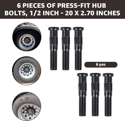 6PCS 1/2"-20 x 2.70 Press-in Wheel Studs Compatible with Dexter Press-in Wheel Studs 5200, 6000 7000, lb 7-262 Trailer, Replacement 007-262-00, 00726200, 7-262, K71-686-0 in Kuwait