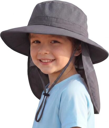Home Prefer UPF50+ Kids Girls Boys Sun Hat Wide Brim Fishing Hat with Neck Flap Adventure Beach Safari Sun Protection Cap in Kuwait