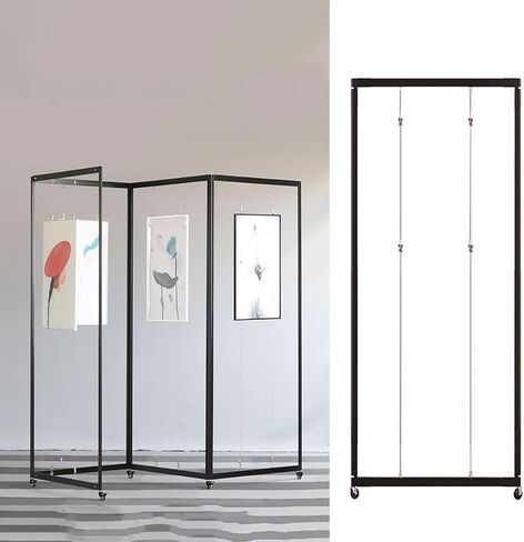 Movable Folding Display Rack,Portable Folding Display Rack for Art Exhibitions - Aluminum Billboard Stand, Multi-Fold Poster Holder, Gallery Display Board (1pc 100x200cm/39.4x78.7in) in Kuwait