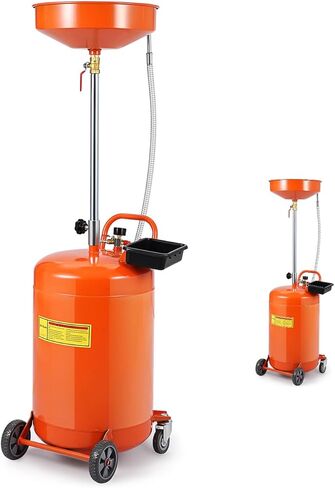 20 Gallon Waste Oil Drain Tank, Portable Air Operated Drainer With Adjustable Funnel Height 38"-65", Portable Oil Drain Container,15" Funnel Fluid Fuel Transfer Drainage With 360° Wheels & Toolbox in Kuwait