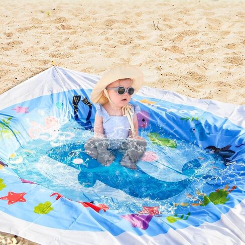 Waterproof Beach Baby Pool Kiddie Pool for Toddlers Beach Blanket Paddling Pool-Beach Toys for Infant Kids Boys and Girls in Kuwait