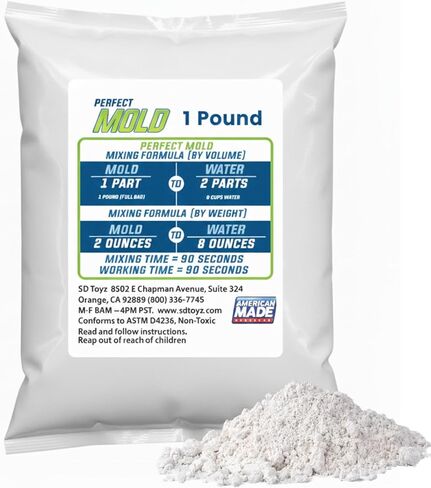 Perfect Mold Alginate Molding Material, Non-Toxic Mold Making Powder for Life Casting, Hand Casting, Baby Footprints, Face & Body Molds, USA Made, 1 lb Bag in Saudi Arabia