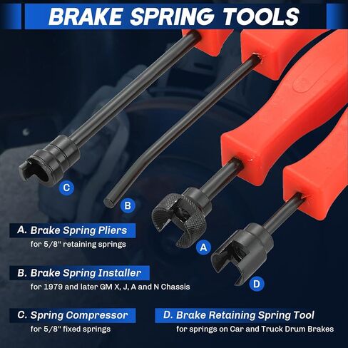 32PCS Dual Brake Tools | 24pcs Heavy-Duty Disc Brake Caliper Tool Kit & 8pcs Drum Brake Tool Kit, 2 in 1 Brake Caliper Compression Tool & Brake Spoon Set with Drum Brake Spring Pliers in Kuwait