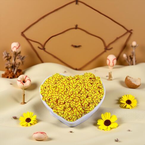 10g Yellow Softball Polymer Clay Slices (5mm),DIY Craft and Nail Art Decor,Sprinkle Clays for Sports Fans, Gifts for Crafters,Modeling Clay Dough and Faux Crafts in Kuwait