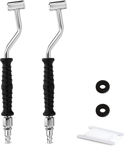 MEANLIN قياس 2PCS 1/4 "FNPT مجموعة ظرف الهواء المزدوج الرأس، 2-Way اتصال الحديد منحني مقبض الإطارات تشاك مع المكونات السريعة ومقبض مطاطي للشاحنة، دراجة، دراجة نارية، إطارات السيارات in Kuwait