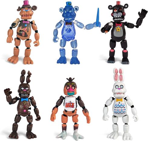 تويزفيل مستوحاة من خمس ليالٍ في فريدي | مجموعة الشوكولاتة | مجموعة ألعاب مجسمات فريدي (FNAF) مكونة من 6 قطع [روك ستار آند تشوكليت فريدي، بوني، تشيكا، عيد الفصح، فريدي فروستبير] in Kuwait