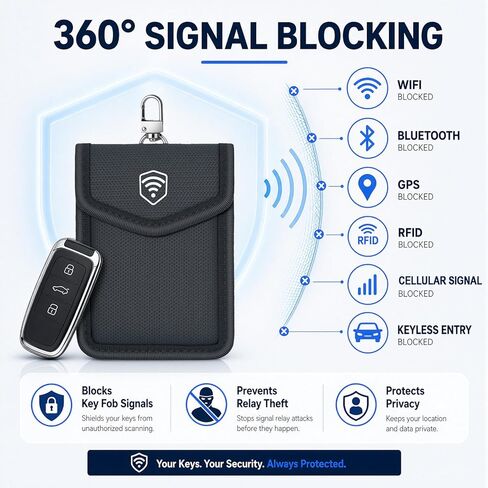 Faraday Bag for Key Fob, Car Key Signal Blocker Pouch, Waterproof RFID Blocking Faraday Pouch for Car Keys, Key Fob Protector Case for Keyless Entry Remotes in Kuwait