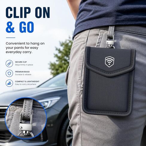 Faraday Bag for Key Fob, Car Key Signal Blocker Pouch, Waterproof RFID Blocking Faraday Pouch for Car Keys, Key Fob Protector Case for Keyless Entry Remotes in Kuwait