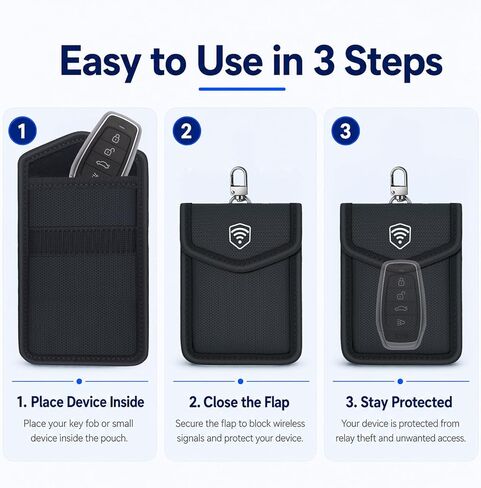 Faraday Bag for Key Fob, Car Key Signal Blocker Pouch, Waterproof RFID Blocking Faraday Pouch for Car Keys, Key Fob Protector Case for Keyless Entry Remotes in Kuwait