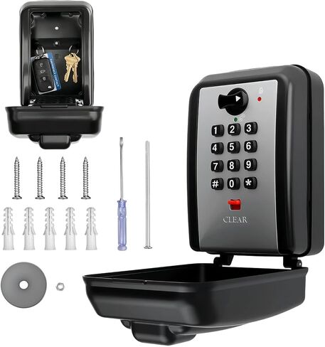 12 Digit Combination Key Lock Box for Keys with Installation Kit, Waterproof Security Car Window Locks Box with Resttable Code, Wall Mount Key Storage for Warehouse, Home, Office, Garage in Kuwait