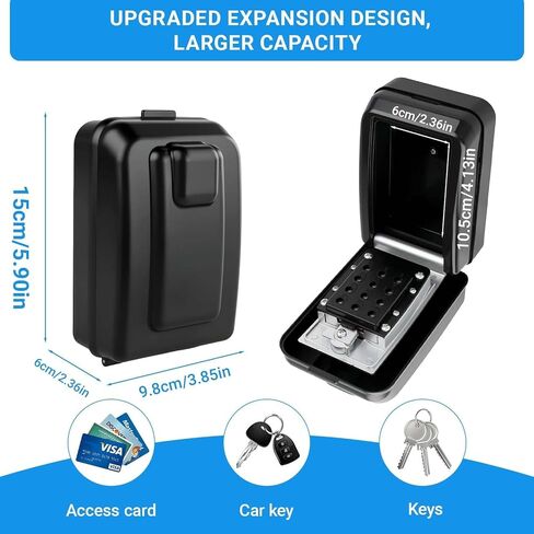 12 Digit Combination Key Lock Box for Keys with Installation Kit, Waterproof Security Car Window Locks Box with Resttable Code, Wall Mount Key Storage for Warehouse, Home, Office, Garage in Kuwait