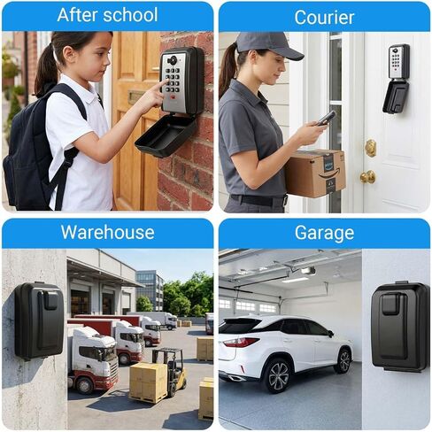 12 Digit Combination Key Lock Box for Keys with Installation Kit, Waterproof Security Car Window Locks Box with Resttable Code, Wall Mount Key Storage for Warehouse, Home, Office, Garage in Kuwait