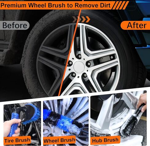 41Pcs Professional Car Detailing Kit, Car Wash Kit with Portable Handbag, Wet and Dry Use Car Cleaning Kit, Durable Drill Brush, Apply to Interior, Exterior, Wheels, Trucks, Motorcycles in Kuwait