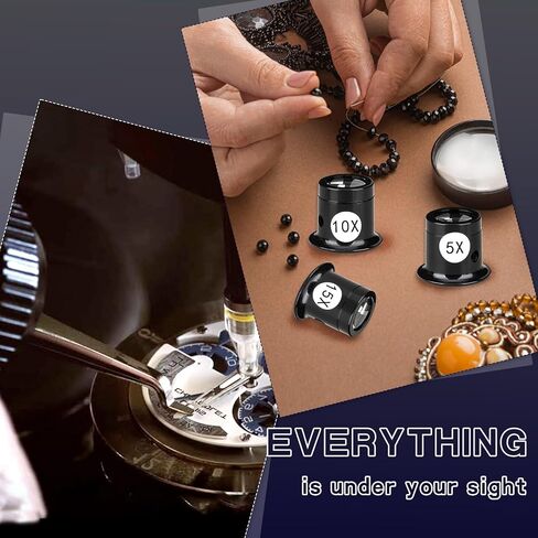 4 Pieces Portable Monocular Magnifier Jewelers Loupe 3X/5X/10X/15X Handheld Magnifier Optics Lens Magnifying Glass Eye Loops Magnifiers for Jewelry Coins Textile Optical Circuit in Kuwait