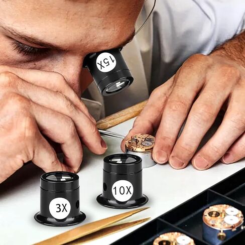 4 Pieces Portable Monocular Magnifier Jewelers Loupe 3X/5X/10X/15X Handheld Magnifier Optics Lens Magnifying Glass Eye Loops Magnifiers for Jewelry Coins Textile Optical Circuit in Kuwait