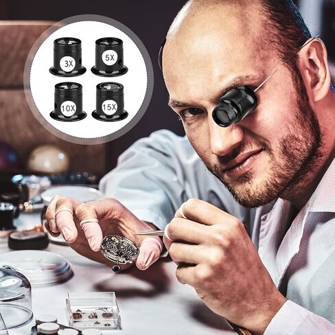 4 Pieces Portable Monocular Magnifier Jewelers Loupe 3X/5X/10X/15X Handheld Magnifier Optics Lens Magnifying Glass Eye Loops Magnifiers for Jewelry Coins Textile Optical Circuit in Kuwait