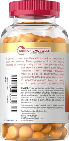 Carlyle Vitamin D3 + K2 Gummies | 90 Count | 5,000 IU of D3 + 100 mcg MK7 | Vegetarian, Non-GMO, and Gluten Free Vitamin Supplement in Saudi Arabia