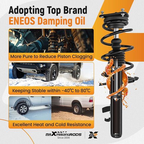 maxpeedingrods 172907 172908 دعامة أمامية لسيارة Ford Focus 2013-2018 1.0L 2.0L L4 Hatchback/Sedan، دعامة ممتص الصدمات مع مجموعة زنبركية ملفوفة (قطعتان دعامة أمامية) in Kuwait