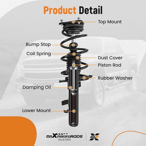 maxpeedingrods 172907 172908 دعامة أمامية لسيارة Ford Focus 2013-2018 1.0L 2.0L L4 Hatchback/Sedan، دعامة ممتص الصدمات مع مجموعة زنبركية ملفوفة (قطعتان دعامة أمامية) in Kuwait