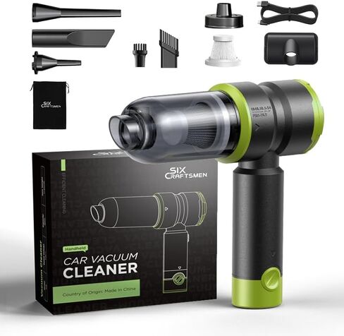 Handheld Car Vacuum Cleaner, 4-in-1 Cordless Rechargeable Mini Vacuum with Air Duster – Quickly Clean Crumbs, Pet Hair & Crevices in Car, Office, Home. Ideal for Commuters & Office Workers (Green) in Kuwait