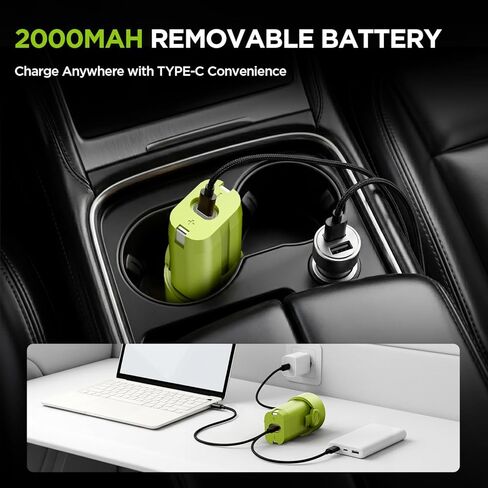 Handheld Car Vacuum Cleaner, 4-in-1 Cordless Rechargeable Mini Vacuum with Air Duster – Quickly Clean Crumbs, Pet Hair & Crevices in Car, Office, Home. Ideal for Commuters & Office Workers (Green) in Kuwait