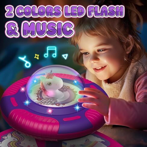 Flooyes Unicorn Sit and Spin Toys for Toddlers Girls 2 Years Old, Christmas Birthday Gifts for 1 2 3 4, with LED and Music, 360° Spin in Kuwait