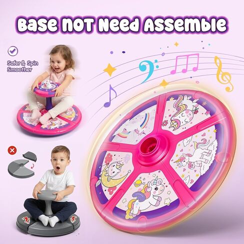 Flooyes Unicorn Sit and Spin Toys for Toddlers Girls 2 Years Old, Christmas Birthday Gifts for 1 2 3 4, with LED and Music, 360° Spin in Kuwait