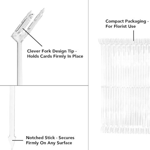 Clear Plastic Slant Head Floral Pick Cardholder 18" (100 Pieces) in Kuwait