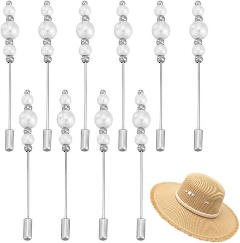 Vintage Hat Pins Stick Lapel Pin Plastic Imitation Pearl Brooch Brass Long Handle Pin Accessories for Tie Scarf Badge Hats Suits Brooches Decorative Jewelry Making DIY Crafts in Kuwait