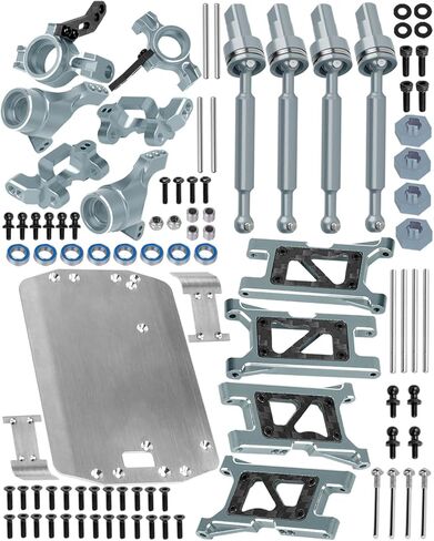 RC Upgrades Part for 1/18 LaTrax Teton,Stainless Steel Chassis Protect Armor & Alloy Suspension A Arms & Drive Shaft Axles & Caster Block,Steering Blocks,Rear Stub Axle Carriers,Red in Kuwait