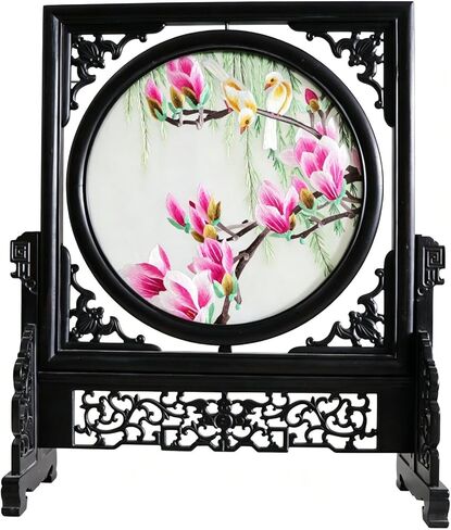 DUSTGOUT Mulberry Silk Embroidery kit, Handmade Double-Sided Embroidery Jewelry, Five Frame Small Table Screen, Chinese Su Embroidery Landscape Garden Decoration Artwork. (Lanshan) in Kuwait
