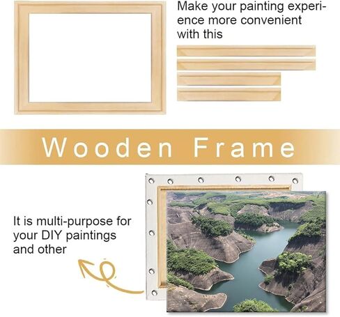Wooden Art Frames for Canvas 15.7 x 27.6 in (40 x 70 cm) Wood Stretcher Bars Kit Oil Paintings Wood Frame DIY Wall Art Decoration, Accessories Included in Kuwait