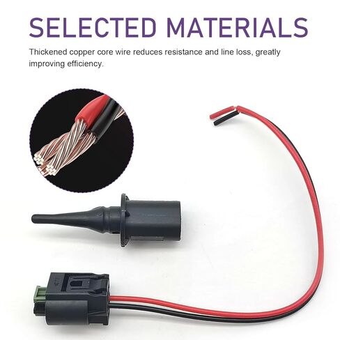 2 PCS Outer Ambient Air Temperature Sensor, Real-time Ambient Temperature Monitoring with Harness Plug, OEM #0075421318 0005428418 5S11829, Compatible with Mercedes-Benz (Black)​ in Kuwait