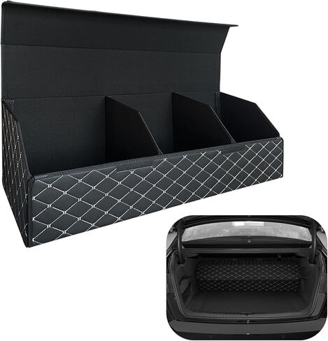 Car Trunk Organizer for Sonata -Custom Fit,Leather Large Capacity Trunk Organizer,4-Layer Cover,Diamond Quilted Pattern All-Season Use for Sonata 2020-2025 in Kuwait