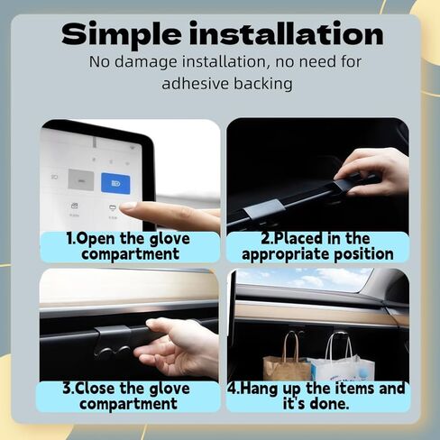 2PCS Glovebox Hooks for Tesla Model Y Juniper 2025 2026 and Model 3 Highland 2024 2025,Storage Organizer for Handbags Purses Sunglasses Keys (Black) in Kuwait