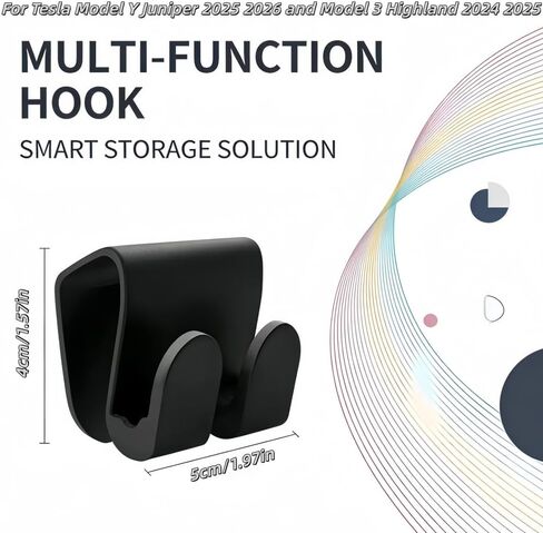 2PCS Glovebox Hooks for Tesla Model Y Juniper 2025 2026 and Model 3 Highland 2024 2025,Storage Organizer for Handbags Purses Sunglasses Keys (Black) in Kuwait