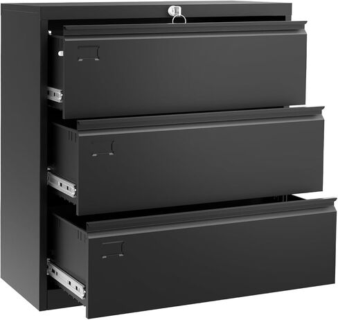 GarveeHome Lateral File Cabinet 3 Drawer, Metal Filing Cabinet with Lock & Keys, Fit Letter/Legal/A4 Size Documents, Easy to Assemble for Home Office & Workspaces in Kuwait