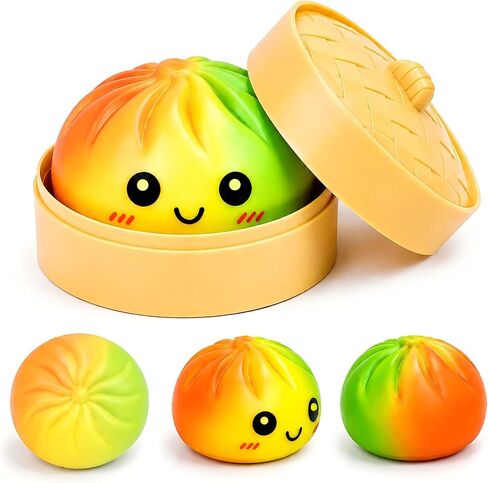 Tie Dye Fruit-Scented Dumpling Squishies, Soft Stretchy Bao Bun Stress Relief Balls, Sensory Fidget Squeeze Toys for Anxiety Relief, Decompression Desk Toys(Blue and Purple) in Kuwait