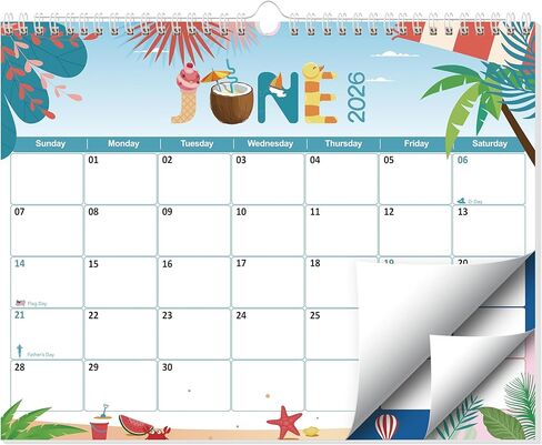 GuassLee Wall Calendar 2026-2027, 19 Months Running from Jun. 2026 to Dec. 2027, 14" X 11" Paper Hanging Planner Wall with Thick Paper for Office Home Planning & Organizing in Kuwait
