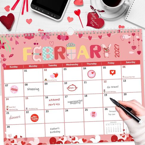 GuassLee Wall Calendar 2026-2027, 19 Months Running from Jun. 2026 to Dec. 2027, 14" X 11" Paper Hanging Planner Wall with Thick Paper for Office Home Planning & Organizing in Kuwait